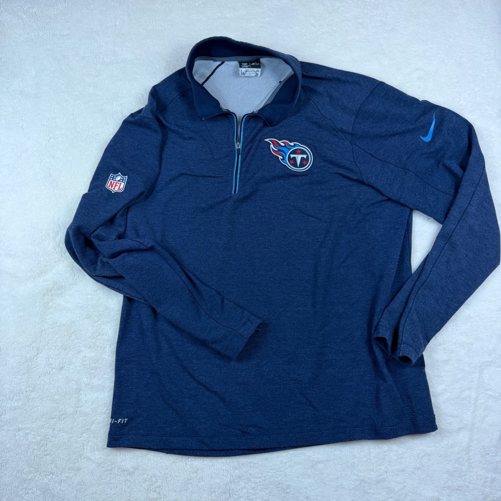 Nike NFL Tennessee Titans Dri-FIT Quarter Zip Pullover Navy Blue Mens XL